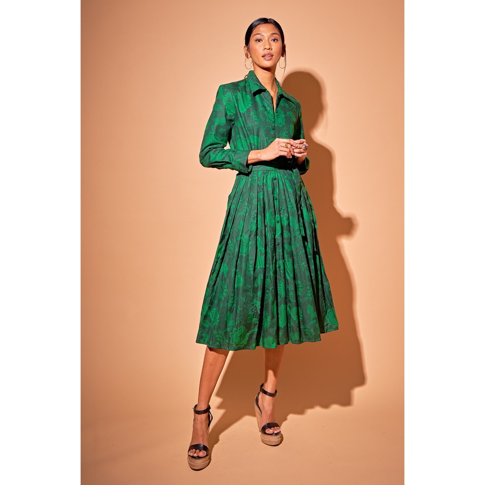 Tucker NYC Allyson Dress Emerald Legacy Lace Organic Cotton Poplin Midi XL NEW